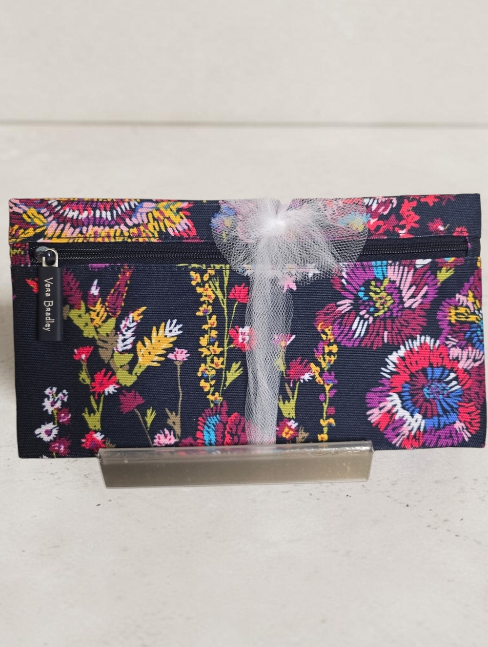 NWOT Vera Bradley Lighten Up Pencil Pouch Midnight Wildflowers | Double Zip